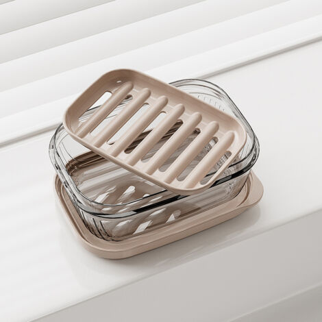 Portasapone da viaggio impermeabile con coperchio, porta sapone portatile - nero trasparente