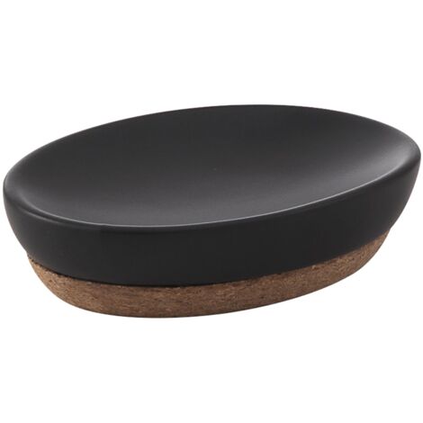 Portasapone d'appoggio in ceramica e sughero IL11 Gedy serie ILARY Nero Matt