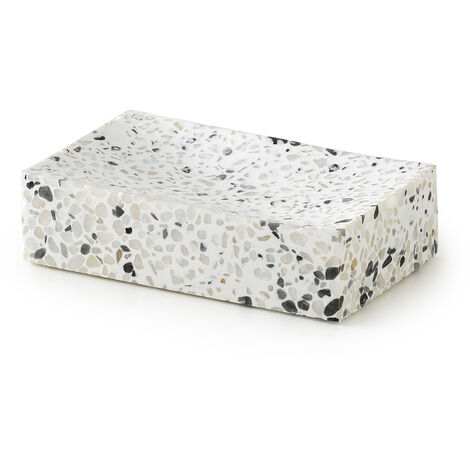 Portasapone d'appoggio in resina e pietre ZO11 Gedy serie ZOE Bianco/Nero