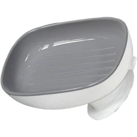 Portasapone grigio, 8,5 x 139 cm, facile da installare, in plastica, con ventosa resistente all'acqua, adatto all'uso in bagno.