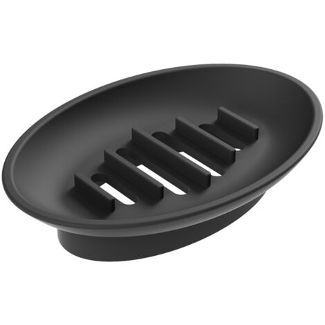 Portasapone in 2 pezzi, portasapone per lavabo, portasapone per vasca da bagno, contenitore in silicone self-service - nero