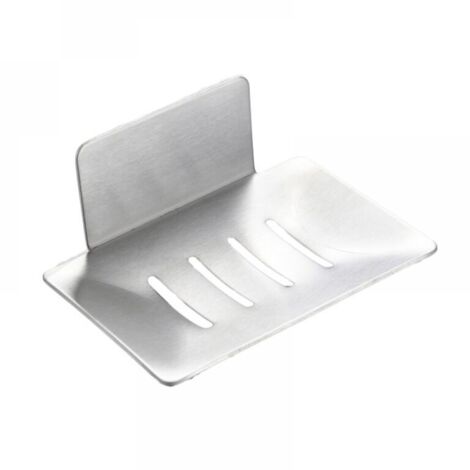 portasapone in acciaio inox per montaggio a parete, senza fori, per doccia (argento). Portasapone autoadesivo in acciaio inox per riporre le spugne.