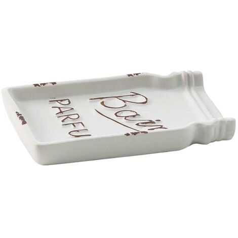 Portasapone In Ceramica Bianca Decorata Da Appoggio  Cindy
