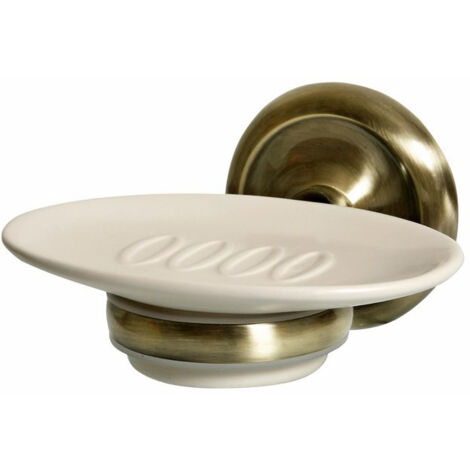 Portasapone in ceramica Deco, ottone anticato