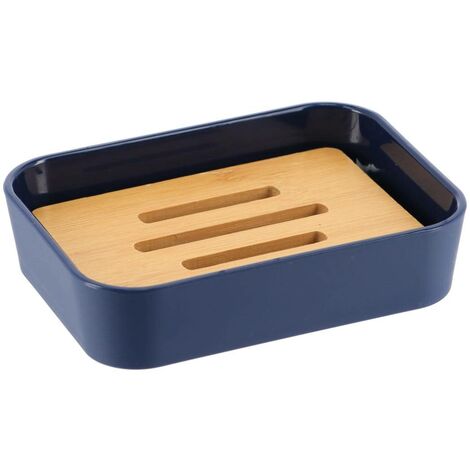 Portasapone in gomma + abs e bambù - blu navy - Tendance