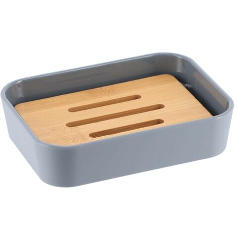 Portasapone in gomma + abs e bambù - grigio - Tendance