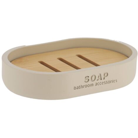 Portasapone in poliresina - bambù beige - Tendance