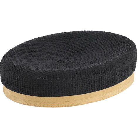 Portasapone ovale in poliresina con rete ed effetto bambù - nero - Tendance