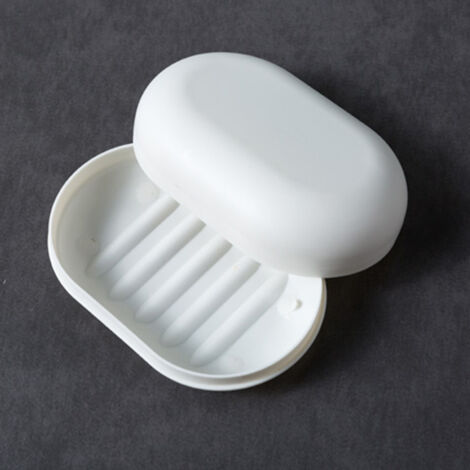 Portasapone portatile con coperchio per lavare i piatti e fare la doccia - bianco