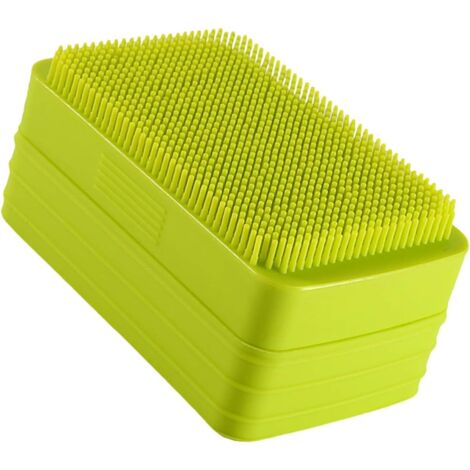 Portasapone rettangolare in silicone con coperchio e spazzolino, superficie liscia, adatto all'uso in bagno e doccia, facile da impugnare, spazzolino per massaggio del cuoio capelluto, comodo da porta