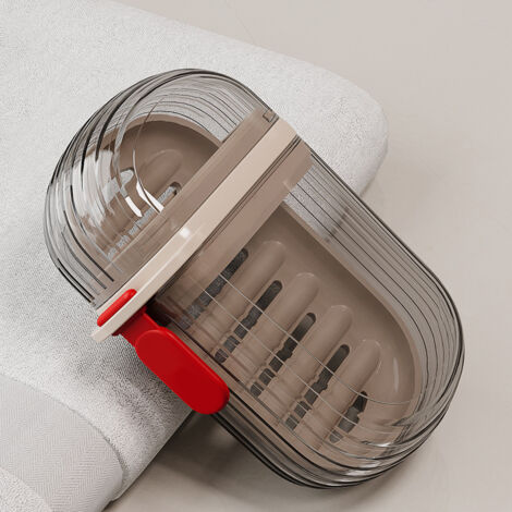 Portasapone trasparente in due pezzi, contenitore da viaggio in plastica a prova di perdite con vassoio dispenser e coperchio, portasapone portatile per il bagno