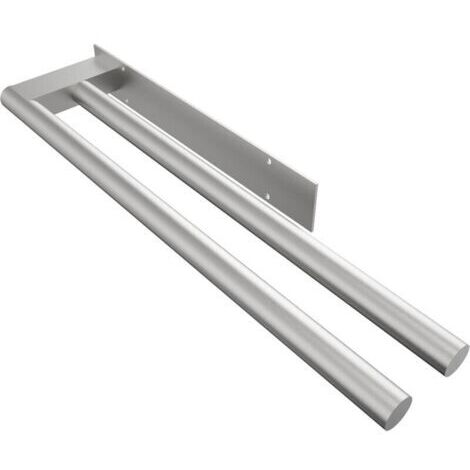 Portasciugamani a due bracci, acciaio inox, non necessita di foratura, adatto per bagno e cucina, argento