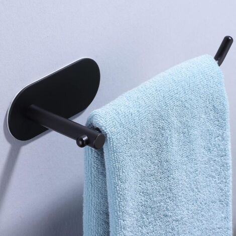 Portasciugamani ad anello aperto nero - Portasciugamani autoadesivo per parete bagno, acciaio inossidabile SUS304
