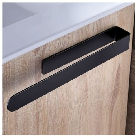 Portasciugamani adesivo in acciaio inox per bagno, nero, 37 cm