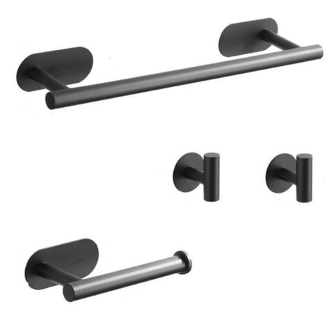 Portasciugamani autoadesivo da parete in acciaio inox SUS 304, portarotolo, due ganci, adatto per cucina e bagno, finitura spazzolata, 40 cm