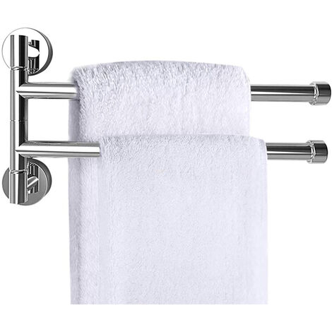 Portasciugamani bagno da parete Silver Doppia Asta Girevole 180 35Cm 01921