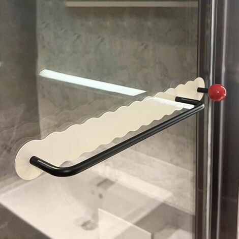 Portasciugamani da bagno, asta in acciaio al carbonio, ripiano portaoggetti a parete, base in ABS, adatto per l'installazione dietro la porta.
