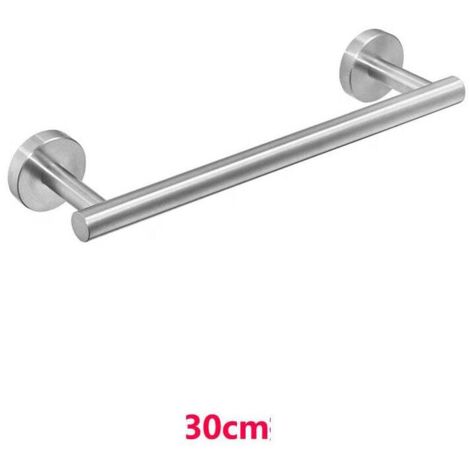 Portasciugamani da bagno in acciaio inossidabile 304 color argento, asta singola spazzolata da 30 cm