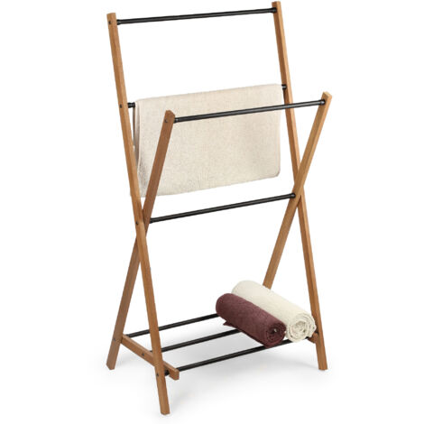 Portasciugamani da bagno KADAX Appendiabiti nero Loft Acciaio Legno