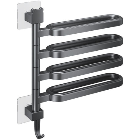 Portasciugamani da parete a 4 barre - elegante portasciugamani in metallo nero resistente con installazione invisibile, organizer per asciugamani antiruggine per bagno, hotel, casa moderna