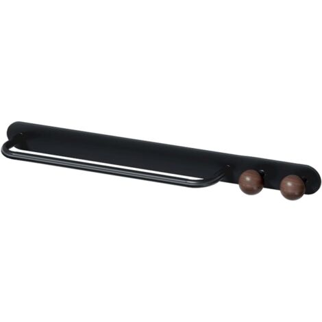 Portasciugamani da parete, asta singola con ganci, adatto per il bagno, asta in acciaio al carbonio da 48 cm.