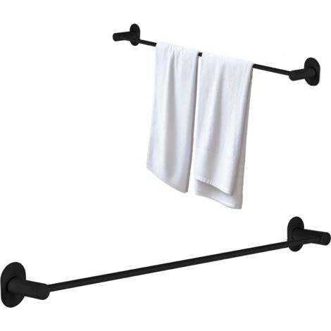 PORTASCIUGAMANI, da parete, autoadesivo, con supporto a vite, 61 cm, nero