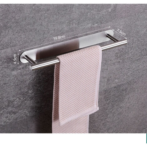 Portasciugamani da parete da 40 cm – Acciaio inossidabile – Portasciugamani adatto per bagno o cucina – Adesivo 3M resistente