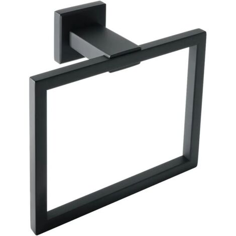 Portasciugamani da parete, moderno portasciugamani da bagno quadrato, 16 cm x 15 cm, finitura nero opaco, acciaio inossidabile