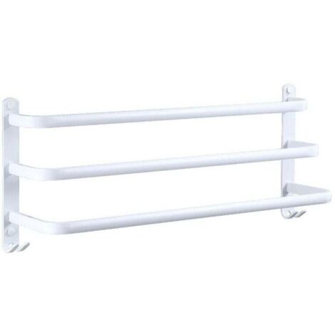 Portasciugamani da parete per bagno con ganci (bianco, 50 cm)