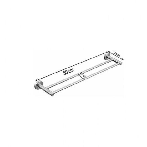 Portasciugamani doppio da parete da 50 cm in acciaio inox spazzolato SUS 304, portasciugamani da bagno da 50 cm
