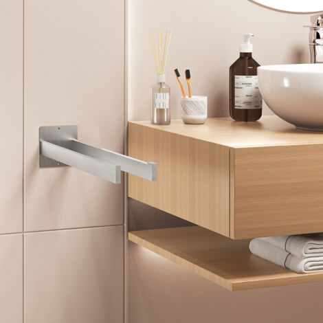 Portasciugamani in acciaio inox, gancio a muro per bagno e cucina, spazzolato
