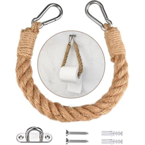 Portasciugamani in corda di canapa, porta carta igienica in corda, stile retrò, porta rotolo di carta igienica vintage con viti, accessori retrò, decorazioni per bagno e cucina