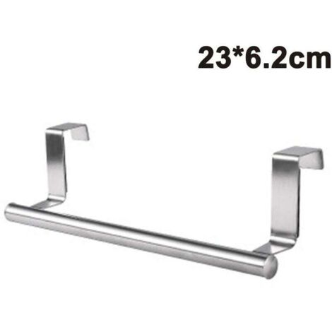 Portasciugamani moderno con ganci per bagno e cucina, portasciugamani in acciaio inox spazzolato su mobile 23 × 6,2 cm