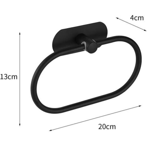 Portasciugamani ovale autoadesivo in acciaio inox, da parete, accessorio per il bagno, 2 kg (nero)