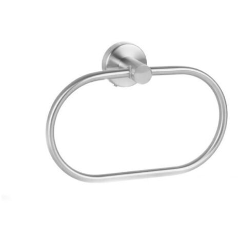 Portasciugamani ovale autoadesivo per bagno in acciaio inox SUS 304 - Montaggio a parete, Argento
