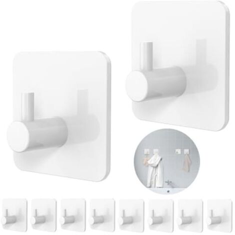 Portasciugamani senza foratura, set da 10, portasciugamani da bagno in ABS, ganci adesivi di alta qualità, ganci autoadesivi resistenti, ideali come ganci da parete