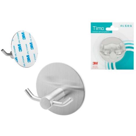 Portasciugamani singolo, 2 ganci, TIMO, autoadesivo, acciaio inox satinato