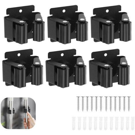 Portascopa da parete, set da 6 pezzi, portascopa da parete, clip per scopa da parete, porta mocio per bagno