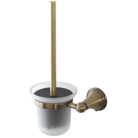 Portascopino a muro in vetro satinato e acciaio finitura bronzo kit di fissaggio incluso Iris