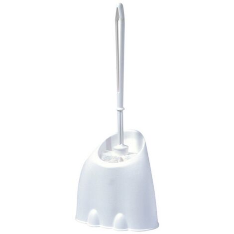 Portascopino angolare in polipropilene resina termoplastica bianco completo di spazzolino bagno