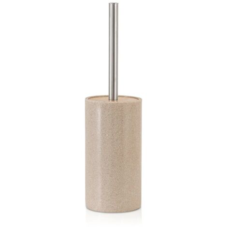 Portascopino bagno in resina beige con particolari in bambù Sahara
