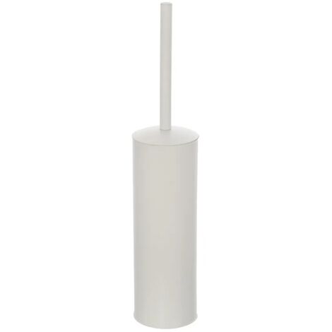 Portascopino bianco opaco con setole nere in silicone e secchio interno