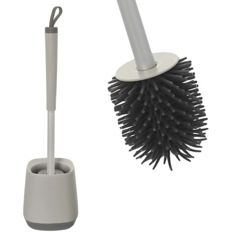 Portascopino da appoggio grigio e grigio scuro con setole in silicone