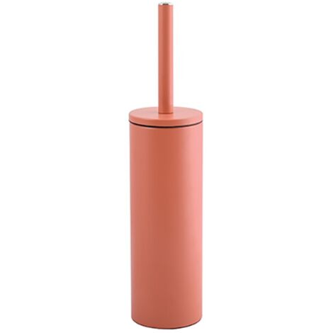 Portascopino d’appoggio in acciaio color terracotta opaco con scopino in setole nere removibile Axin