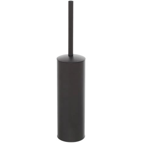 Portascopino grigio opaco con setole nere in silicone e secchio interno