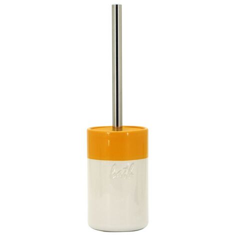 Portascopino in ceramica giallo/bianco - serie Bath