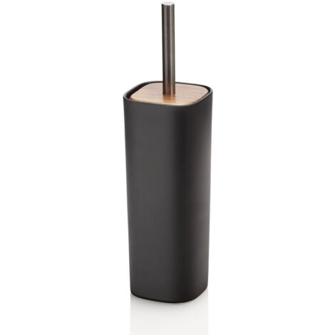 "Portascopino MOUNTAIN nero in ceramica. legno e metallo"