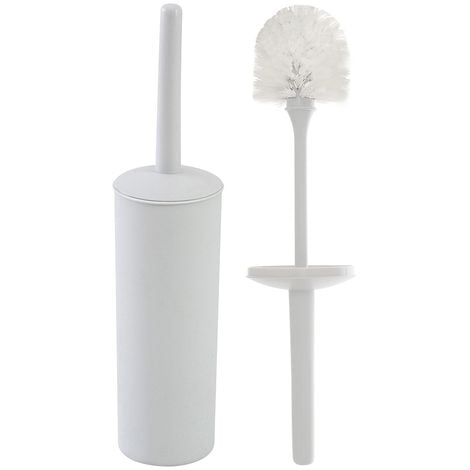 Portascopino wc da appoggio tondo bianco in plastica con scopino