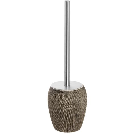 Portascopino Wc In Ceramica E Acciaio Marrone Dal Gusto Etnico Safari
