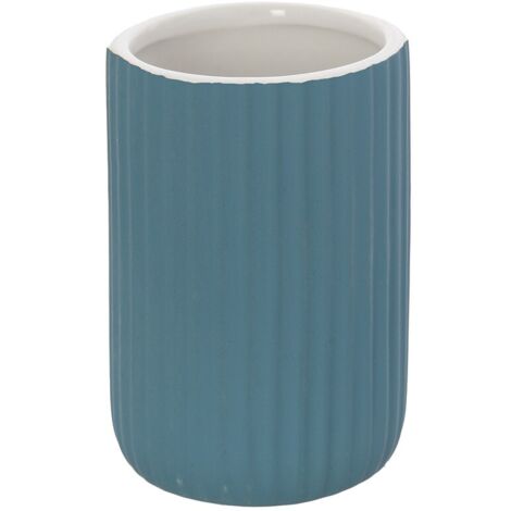 Portaspazzolini bagno da appoggio blu in ceramica soft touch Spring